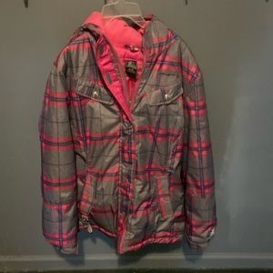ZeroXposur Plaid Jacket Heather Full Zip Long Sleeved Hooded Girls Size XL 16